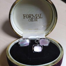 Formal Color Pearl White Cufflinks Button Classical Retro Pre-Owned NO BOX/K
