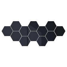12Pcs Self Adhesive Hexagonal Gold Acrylic Mirror Wall Tiles for Home Room Decor