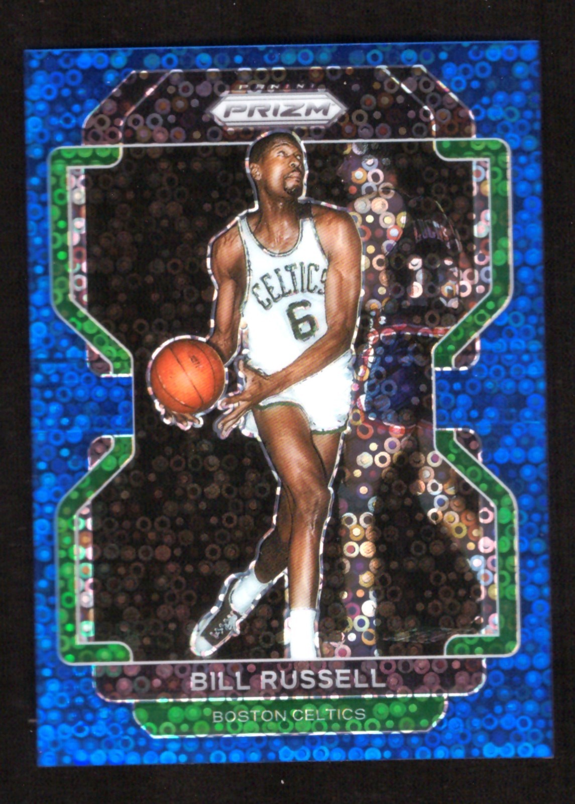 2021-22 Panini Prizm Fastbreak Bill Russell Blue Disco Prizm 136/150 Celtics