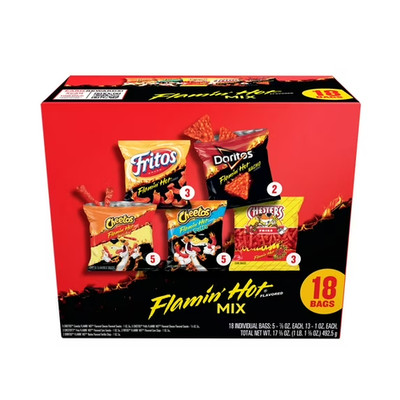 Frito-Lay Flamin' Hot Mix Variety pack Snack Chips, 18 Count Multipack