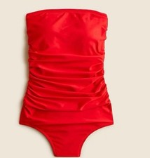 J.Crew Gemma Ruched Bandeau One Piece Swimsuit NWT size 24 in Bright Cerise Red