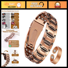 3X Strength Magnetic Copper Bracelet Ring Set for Men - Adjustable, Pure Coppe