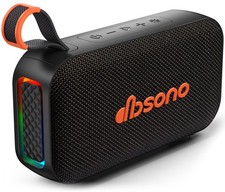 Black Bluetooth Speaker Stereo 20W Loud Sound 30H Playtime IPX5 Waterproof