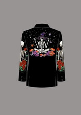 Men's Black 2-Piece Suit Floral Embroidered Western Wedding Prom Slim