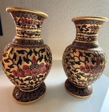 Vintage - 2 Cloisonn&eacute; Vasen - Messing und Emaille - top Zustand