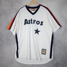 Houston Astros Jersey Mens XL White MLB Baseball Cooperstown Cool Base Throwback