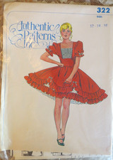 Vintage Square Dancing Dress Authentic Patterns 322 Unused Ruffles Sz 12-14-16