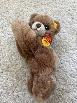 Steiff brown Floppy Bear  Yellow Ear Tag 8  blue  Ribbon Western Germany 5600/18