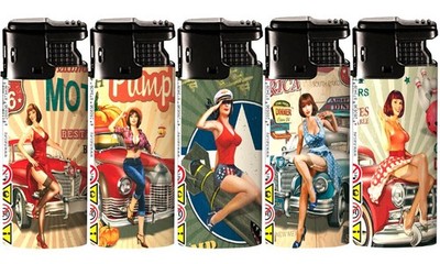 5 x Feuerzeug Gas Jet Feuerzeuge Lighter Motiv Bild Serie Pin up Girls