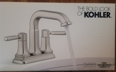 KOHLER Ealing Brushed Nickel 2-Handle 4-in Bathroom Faucet +Drain K-R33043-4D-BN