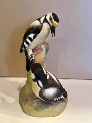 Original Vintage ROYAL WORCESTER BONE CHINA PAIR OF PIED WOODPECKERS - No 3363 