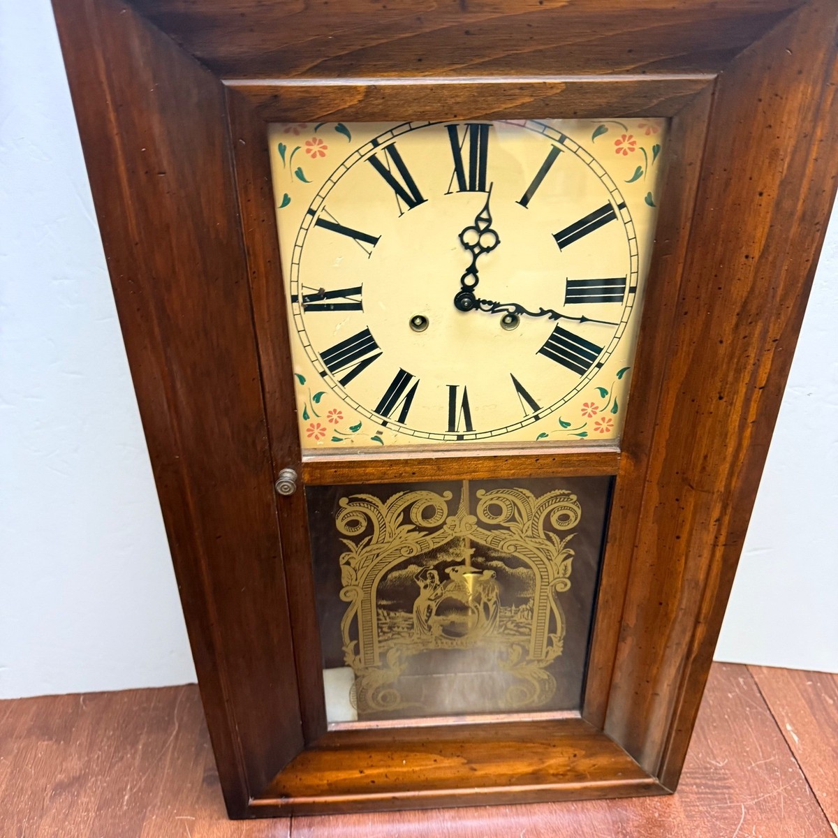 VTG Trend Chime Clock Brown Wood Mechanical West German Antique