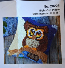 Mary Maxim 16 x 16 Latch Hook Pillow Kit Night Owl 20225 USED