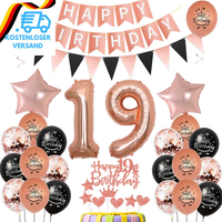 19. Geburtstag Dekoration,Rosegold Tortendeko Geburtstag 19 Jahre MäDchen,Party