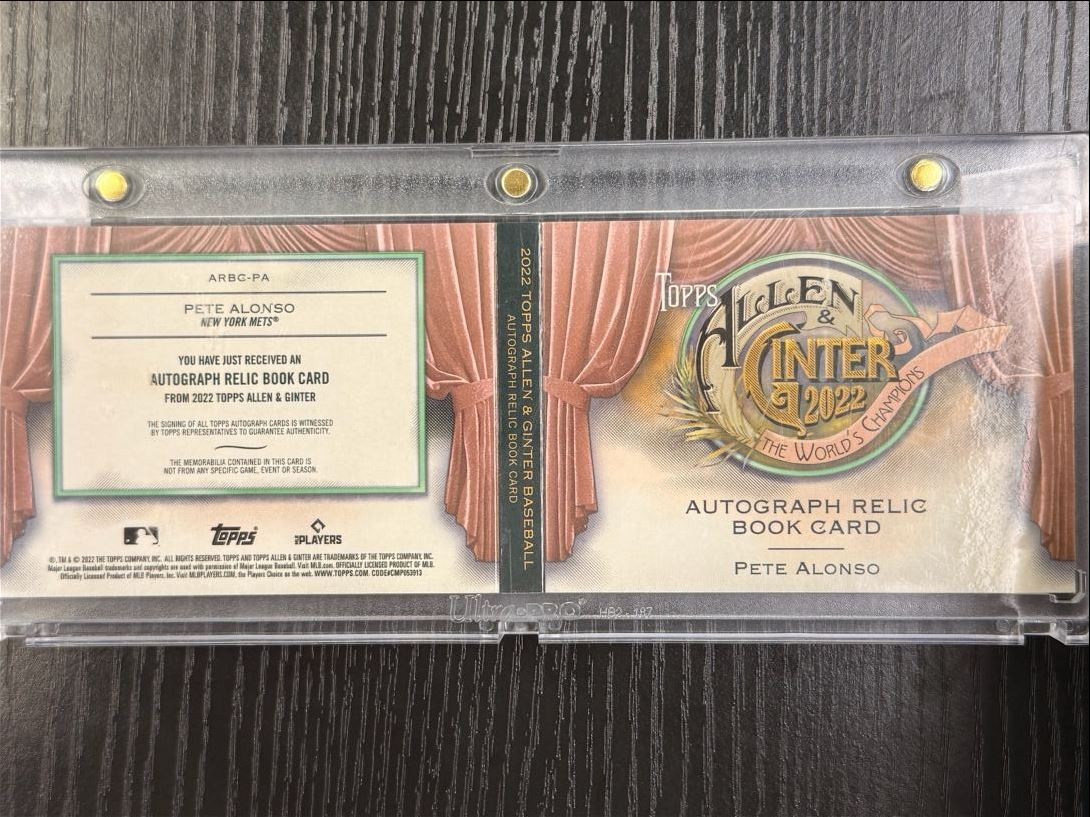 2022 Topps Allen & Ginter Book Booklet Patch Auto Pete Alonso Auto 10/10 New view 2