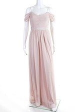 Adrianna Papell Womens Blush Drape Off Shoulder Gown Pink Size 2 10836044