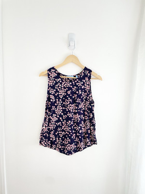 Draper James S Navy Pink Floral Sleeveless Tank Blouse Women s Small