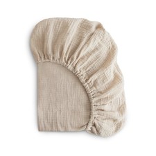 Mushie Crib Sheet-Extra-Soft Muslin Fog-Baby Bedding Mini Crib