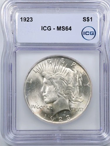 1923 $1 Peace Silver Dollar MS64 ICG 541122