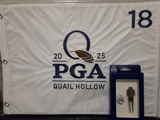 2025 PGA Championship Quail Hollow Emb. Pin Flag WITH FREE DIVOT TOOL- MARKER 
