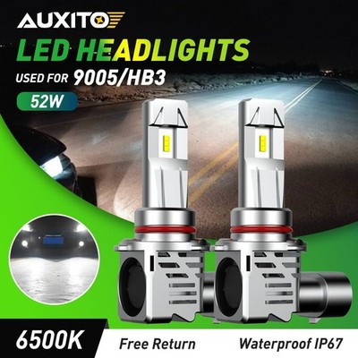 AUXITO HB3 9005 Canbus LED Headlight 6500K Bulbs Replace Halogen Noiseless 60W