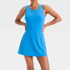 Women's Knit Sporty Contrast Active Dress Built in Shorts - JoyLab Bright Blue L