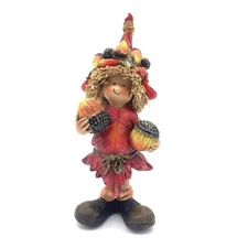 Scarecrow Girl Fall Harvest Girl with Acorns Figurine Autumn 7" Greenbriar