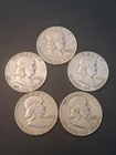 Lot (5) Franklin Half Dollar Coins