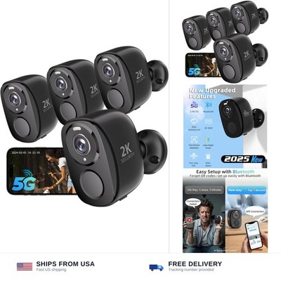 Rraycom 5G/2.4G Security Cameras Wireless Outdoor,4Pack Cameras System | 2K B...