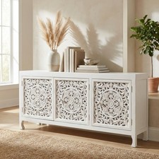 Madia Vintage 3 Ante in Legno 180x45x80 cm Bianco - Edward DecHome