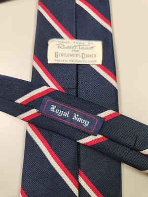 Robert Talbott Royal Navy Gentlmans Corner Tie Navy And Red Stripe Silk