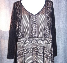 Lane Bryant crochet Black 1/4 Sleeve Cocktail A Line Dress plus Size 18/20