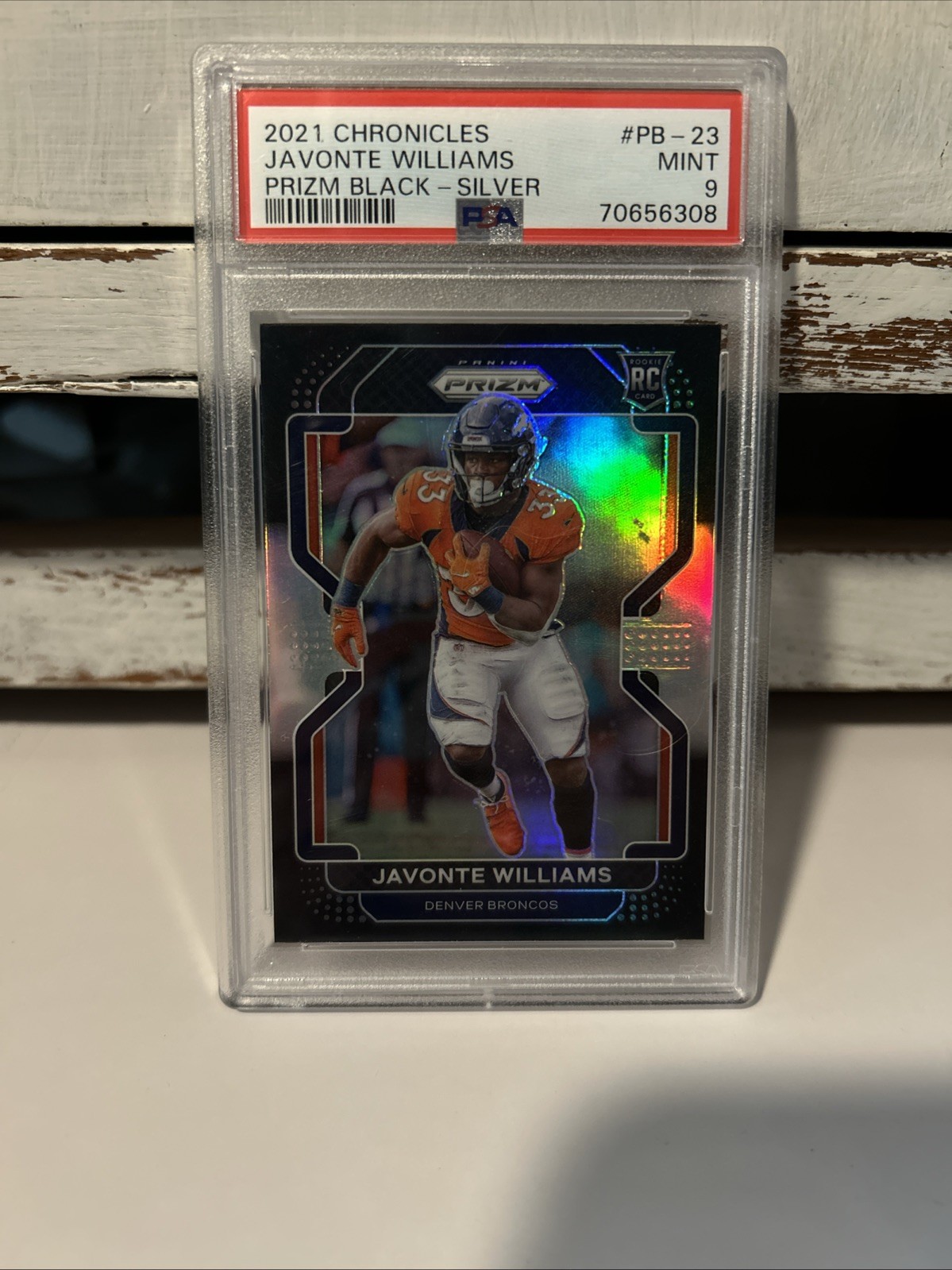 2021 Chronicles Javonte Williams Prizm Black Rookie Silver PB-23 PSA 9