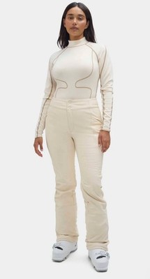 NEW Halfdays Women EMMA Softshell Fleece Lined Ski Snowboard Pants Oatmilk Sz XL