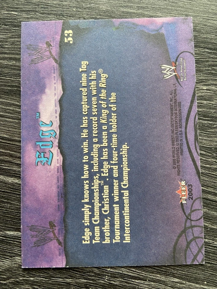 Edge 2003 Fleer WWE Aggression Base Set Card #53 - Image 2 of 2