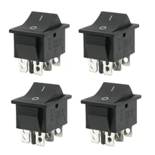 4 Pack Black Button On-Off 6Pin DPST Boat Rocker Switch For 16A 250V 20A 125V