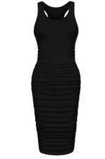 Zeagoo Ruched Dress Women Sexy Black Size XL