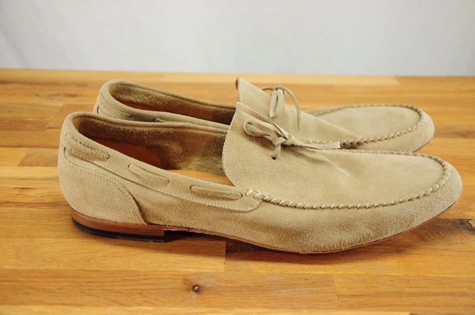 Brooks Brothers Made in Italy Light Brown Tan Suede Loafer Driving Mocs 12 - Image 4 of 4