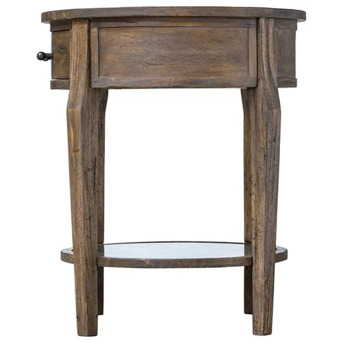 Uttermost Raelynn 1-Drawer Wood Mirrored Top End Table in Weathered Pecan - Picture 4 of 6