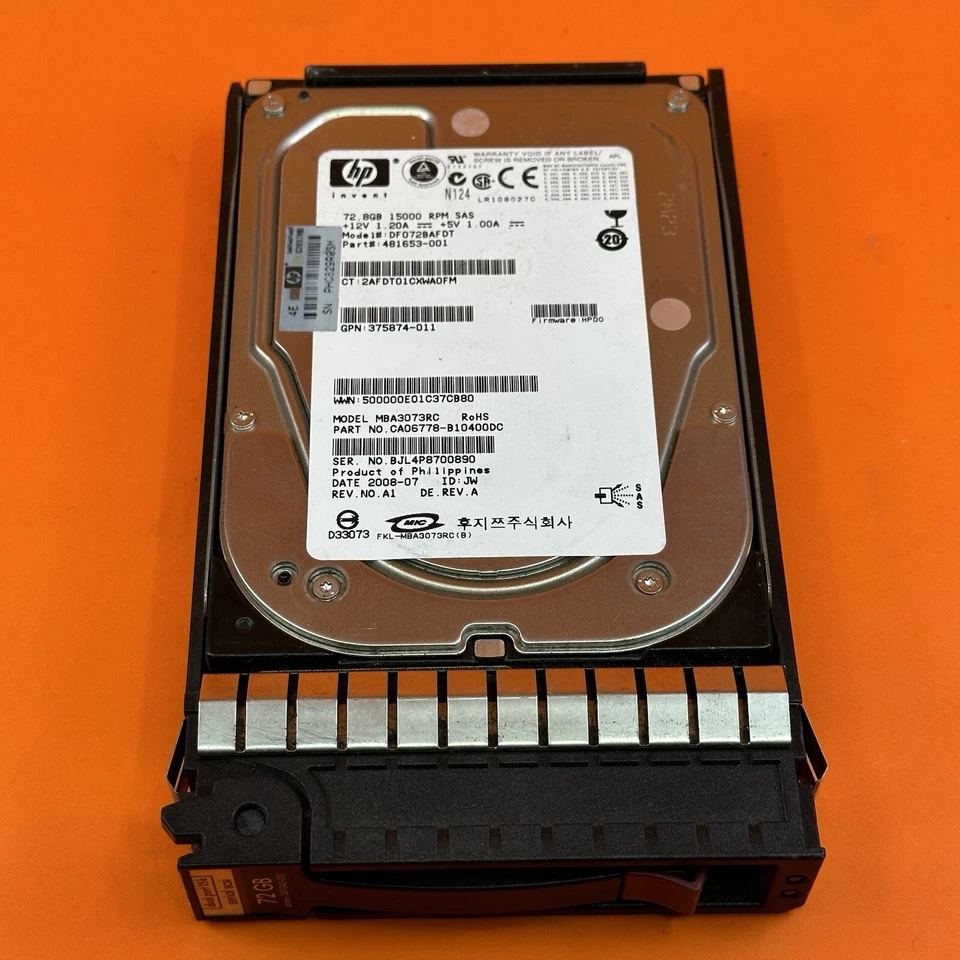 HP DF072BAFDT 72GB 15000RPM SAS Hot Swap 3.5" Internal HDD 376594-001 With Tray - Image 3 of 4