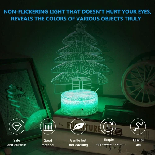 3D Illusion LED Night Light 7 Colours Bedroom Desk Kids Room Besides Decor Lamps - Picture 3 of 26