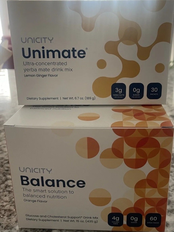 Unicity Feel Great 10 Day Combo Balance 20 pk & Unimate Lemon 10 pk