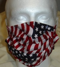 USA cotton Face mask, face cover, handmade/w USA Flowing Flag Fabric FAST SHIP