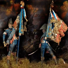 1/24 Resin Figure Model Kit 75mm Ancient French Guard Officer Miniature Statue