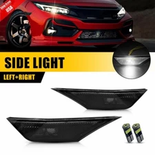 For 16-21 HONDA CIVIC Smoke Front Fender Side Marker Light Set RH LH W/LED Bulbs