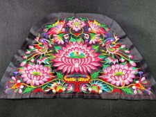 Chinese antique tribal miao hmong machinemade embroidery half circle Flowers 13"