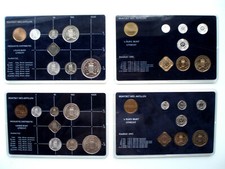 NETHERLANDS ANTILLES 4 OFFICIAL MINT COIN SETS 1984 1985 1989 1990 UNC. B10