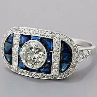 3.40Ct Round Cut Diamond White Gold Finish Engagement Ring Simulated in Size 9