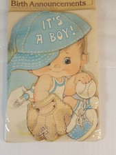 Vintage Birth Announcement 8 Cards w/ Envelopes Gibson Greetings New