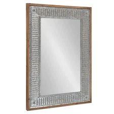 Kate and Laurel Deely Farmhouse Wall Mirror, 20 x 30, Rustic Brown and Silver...